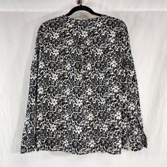 LIZ CLAIBORNE Flower Print Shirt Size L Black/White Color 100% Cotton Exc. Cond! - Picture 4 of 16